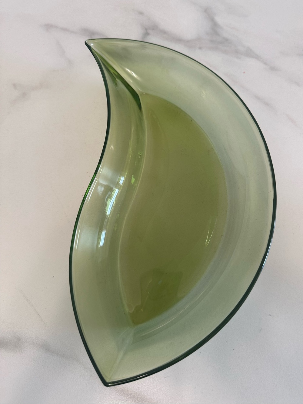 Vintage Villeroy & Boch Olive Green Decor Glass Teardrop New Wave Serving Dish